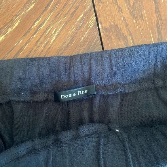 Doe & Rae black terry drawstring pants - Picture 3 of 8